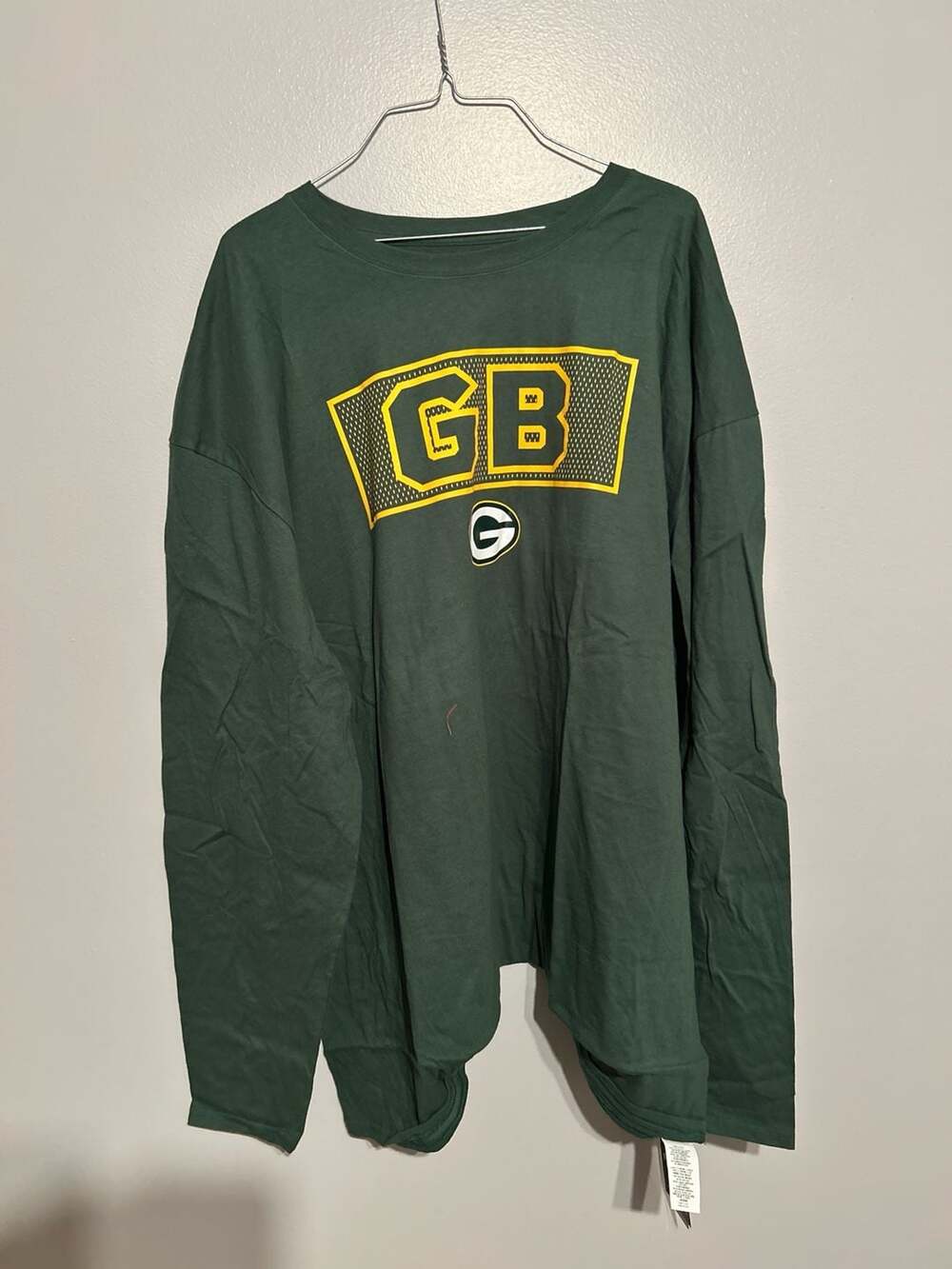 NWT Fanatics Green Bay Packers GB City Abbreviation Long Sleeve T-Shirt Men's 4X
